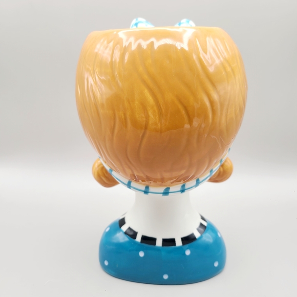 Charming Ceramic Lady Head Vase with Blue Accents - Picture 4 of 6